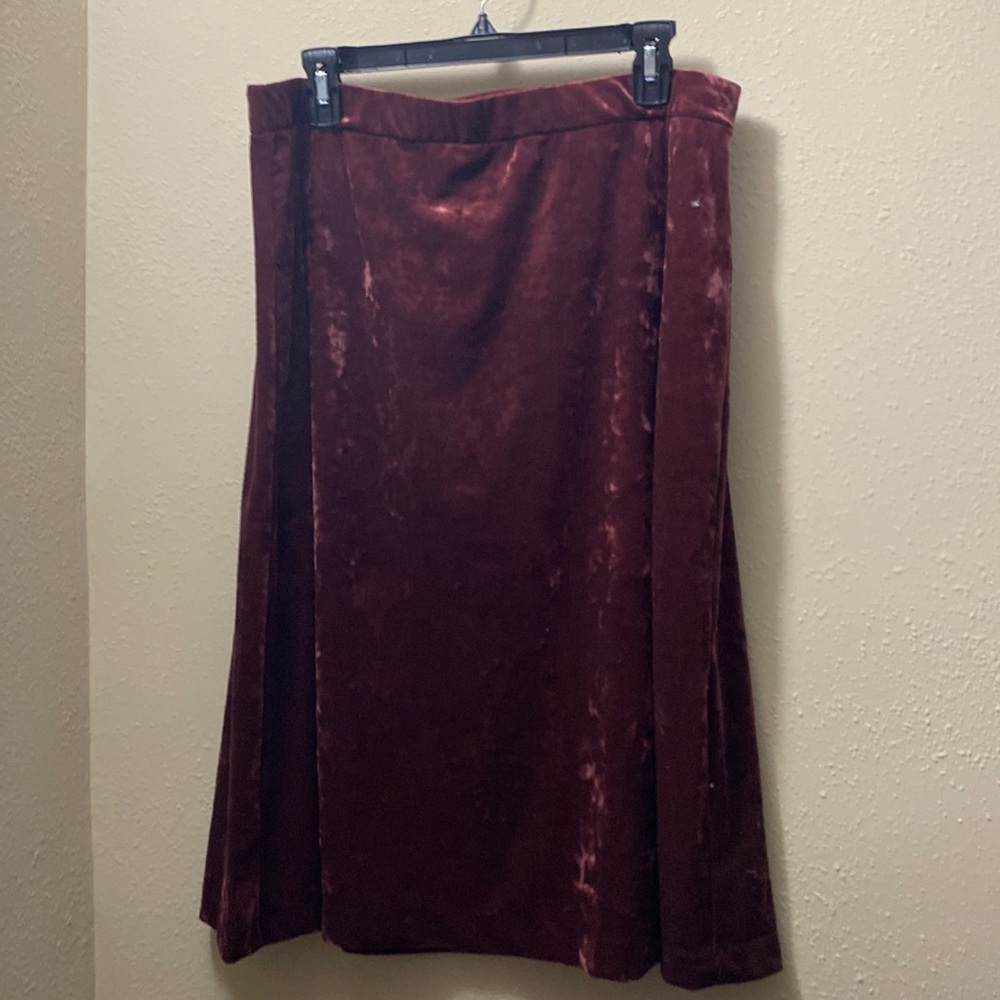 J. Jill Maroon Velvet Skirt